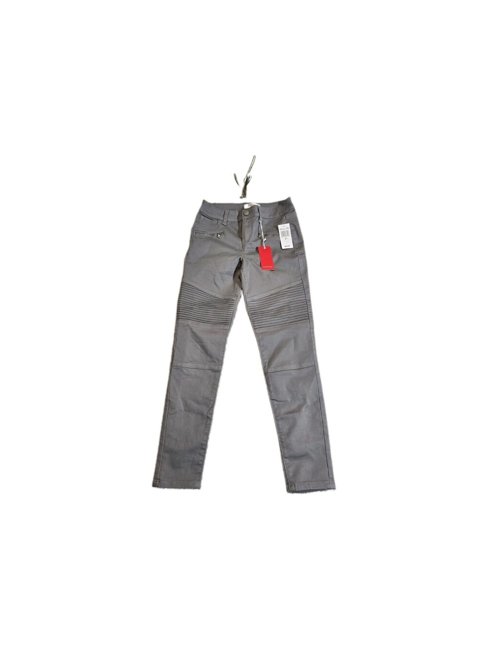 Rampage NWT Skinny Moto Jeans Gray Womens 27 Ribbed Knee Panels